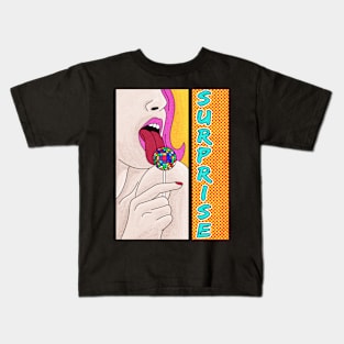 Girl with lolipop disco pop art Kids T-Shirt